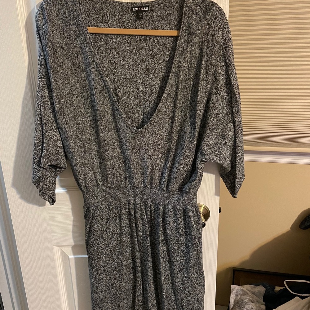 Express Marled Grey V Neck Sweater Dress